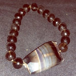 Black/ Brown cats eye beaded bracelet